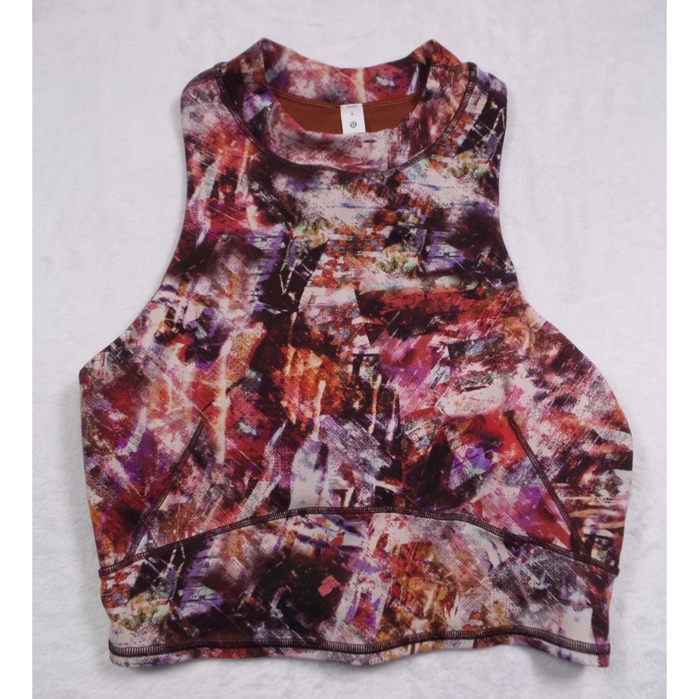 Lululemon Top Womens Size 8 Multicolor Everlux and Mesh Cropped Tank Stretch